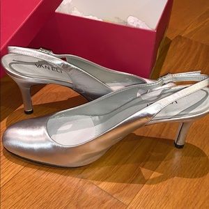 Silver sandal back heels
